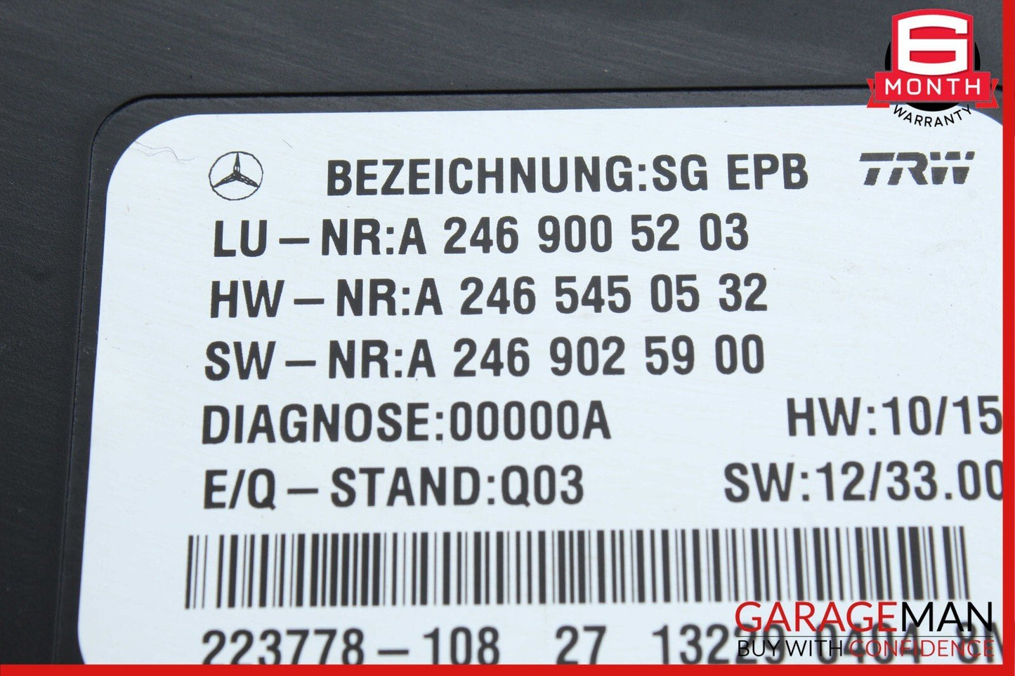 14-18 Mercedes W117 CLA250 Parking Brake Electronic Computer Control Module Unit