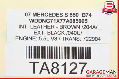 06-10 Mercedes S550 R350 C300 Front Left Engine Timing Chain Valve Cover Plate