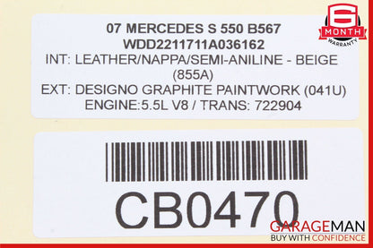 07-14 Mercedes W221 S550 CL550 Headlight Switch Night Vision Control OEM