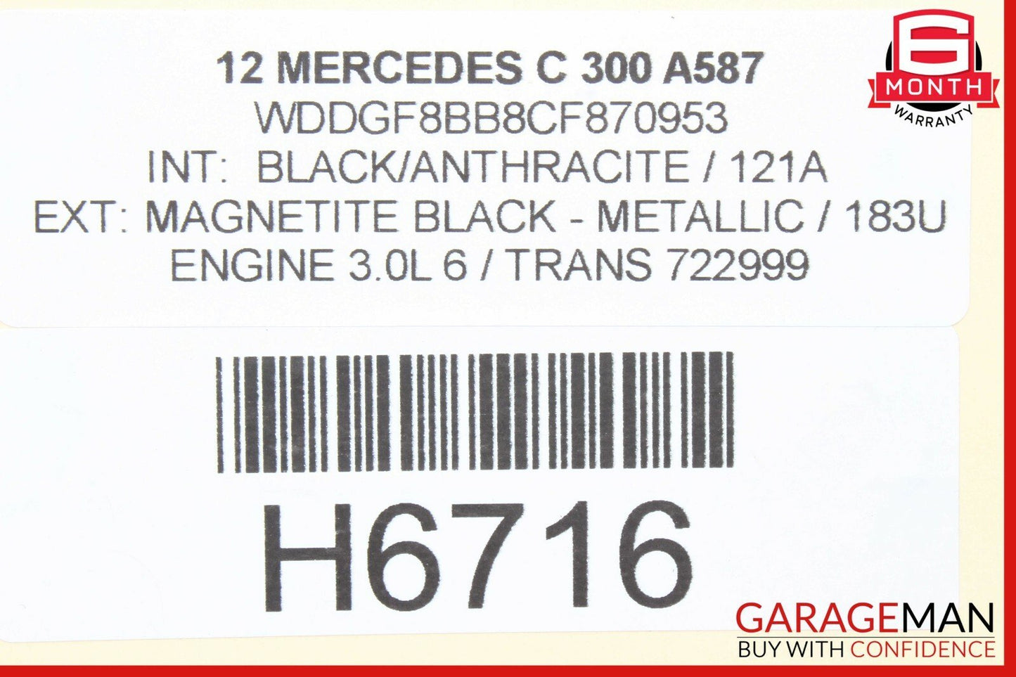 12-14 Mercedes W204 C250 C300 Sedan Shark Fin Radio Antenna Black 2049050336 OEM