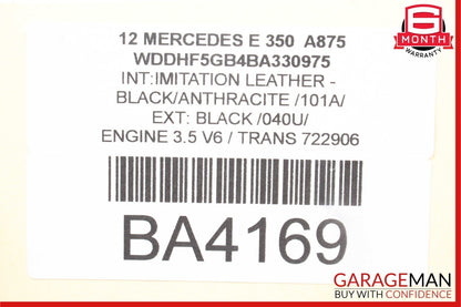 10-16 Mercedes W212 E350 Sedan Rear Center Middle Seat Headrest Head Rest Black