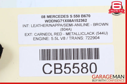 07-13 Mercedes W221 S550 Front Right Side Sun Visor Sunvisor Shade Brown