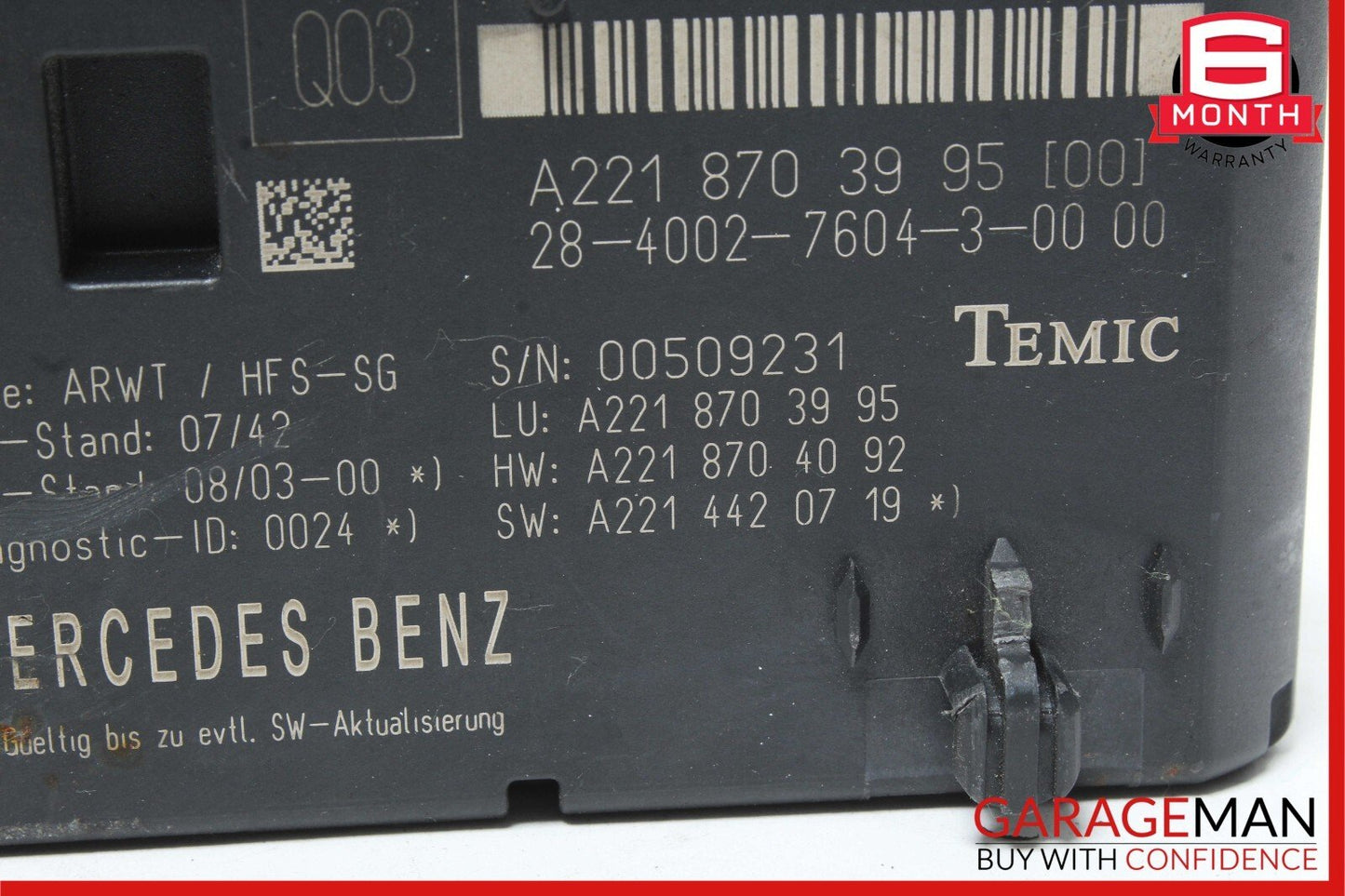 07-13 Mercedes W221 S550 CL550 Trunk Release Remote Open Close Module Unit OEM