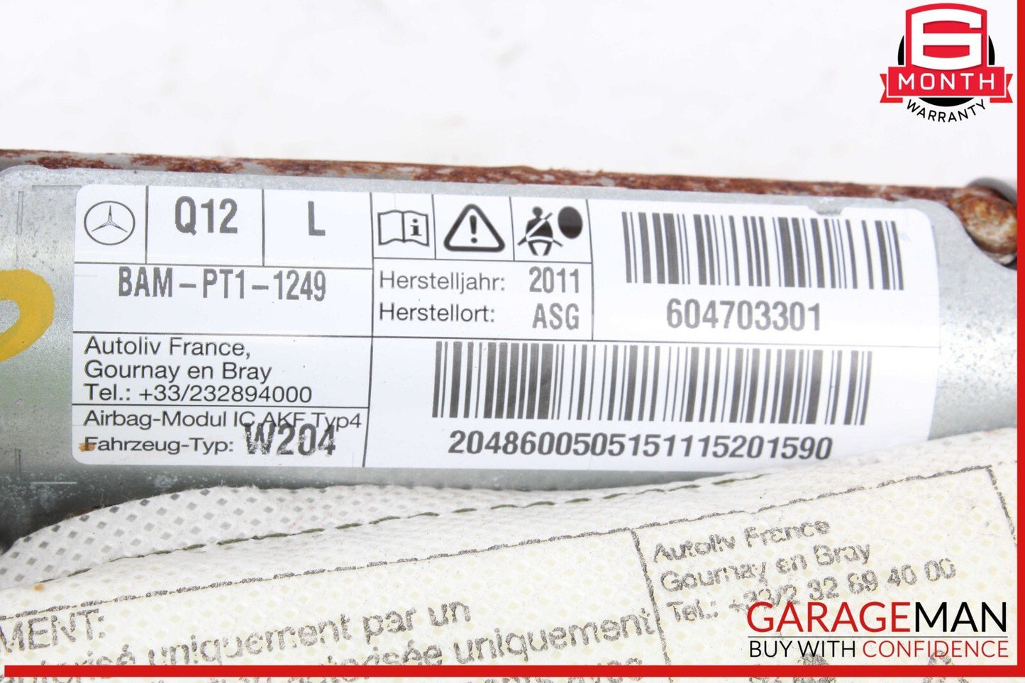 08-14 Mercedes W204 C250 C300 Left Side Roof Curtain Airbag Air Bag OEM