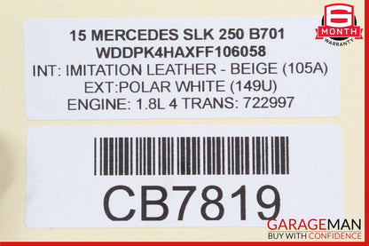 12-20 Mercedes R172 SLK250 Front Left Side Sun Visor Shade Sunvisor Cover OEM