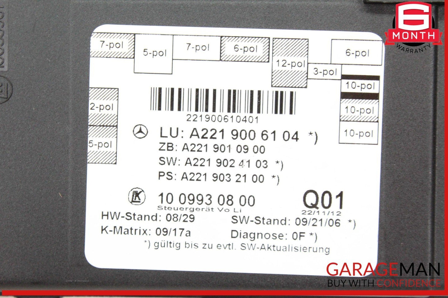 07-13 Mercedes W221 S550 Front Left Driver Side Door Control Module Unit OEM