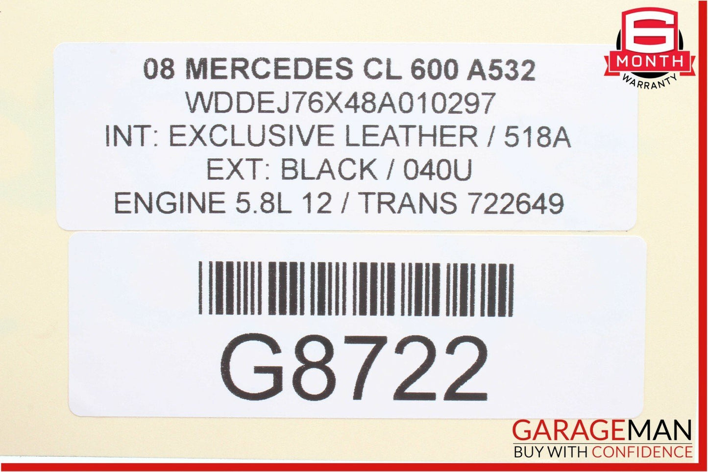 03-13 Mercedes SL600 S600 CL600 V12 M275 Engine Piston & Connecting Rod Assembly