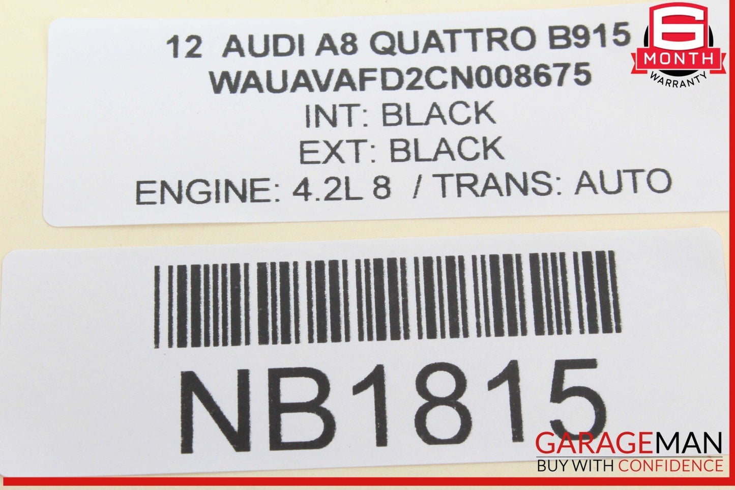 11-14 Audi A8 Quattro Rear Right Passenger Side Inner Taillight Light Lamp OEM