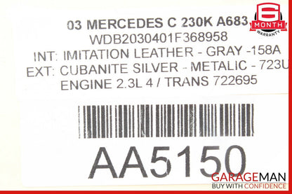 01-07 Mercedes W203 C230 C240 Rear Right & Left Side Shock Absorber Spring Set