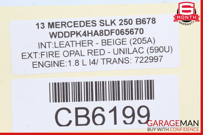12-20 Mercedes R172 SLK250 Seat Belt Seatbelt Retractor Left Driver Side OEM