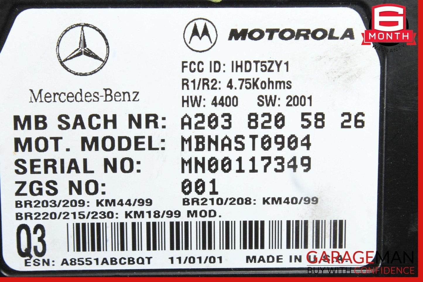 98-03 Mercedes CLK320 CLK430 E320 Voice Communication Control Module Unit Q3