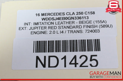 14-19 Mercedes W117 CLA250 CLA45 AMG Rear Right Side Door Lock Latch Actuator