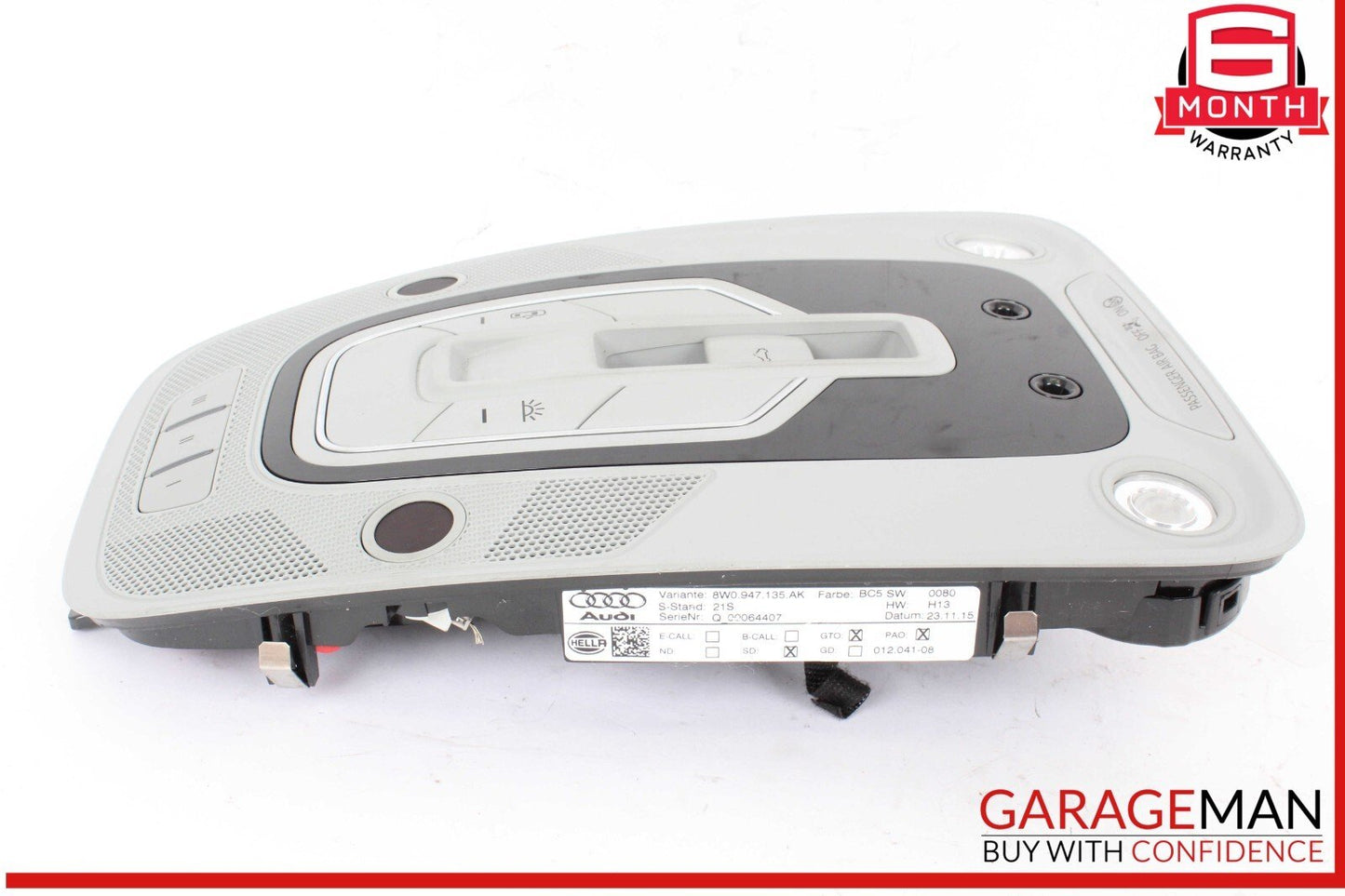17-19 Audi A4 Quattro Front Console Overhead Dome Light Gray 8W0947135AK OEM