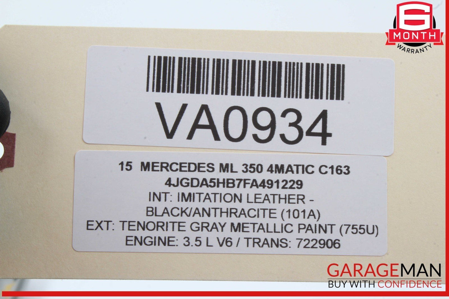 12-19 Mercedes W166 ML350 4MATIC Overhead Dome Light Lamp Gray 1669068500 OEM
