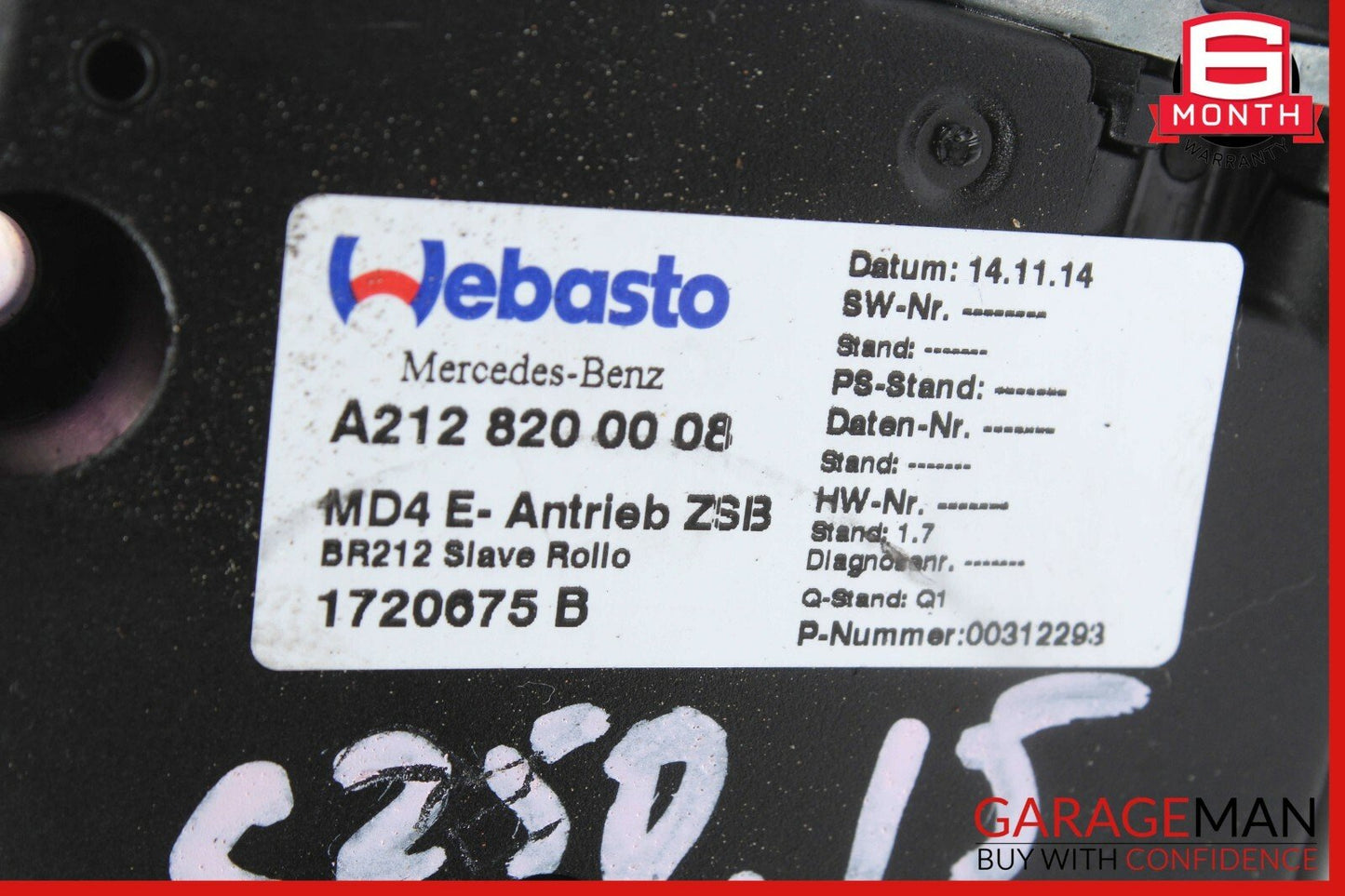 10-17 Mercedes W204 C250 E350 C350 Roof Sun Shade Screen Roller Blind Motor OEM