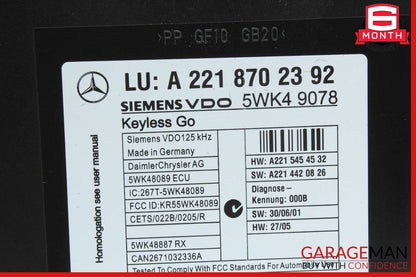 07-10 Mercedes W221 S550 CL550 CL600 S63 AMG Keyless Go Control Module Unit OEM