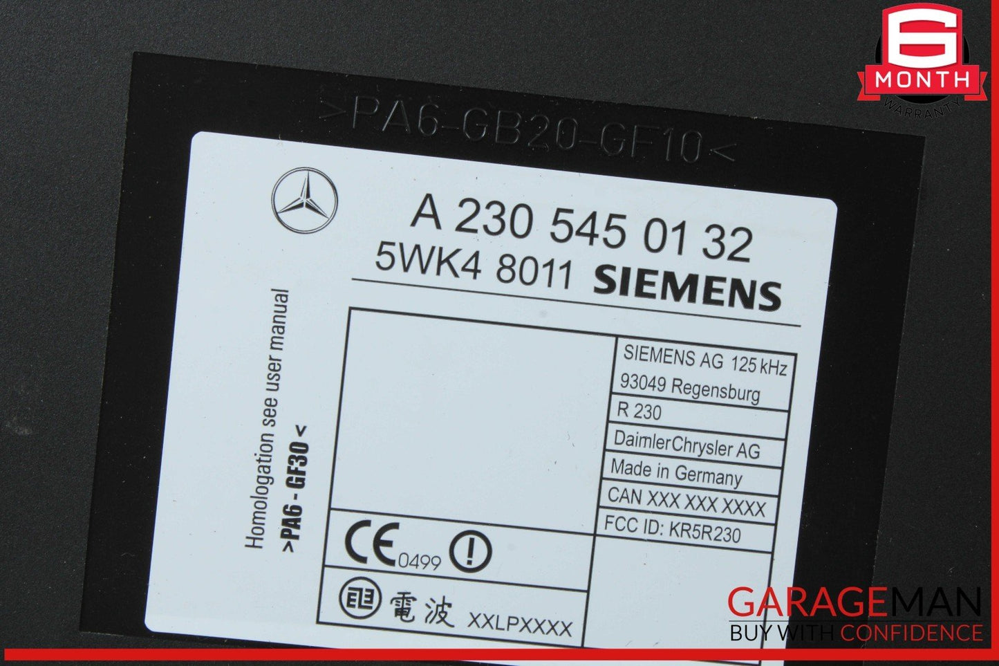 00-03 Mercedes R230 SL500 CL55 Keyless Go Entry Control Module 2305450132 OEM