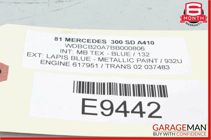 81-85 Mercedes W126 300SD Rear Right Passenger Side Exterior Door Handle OEM