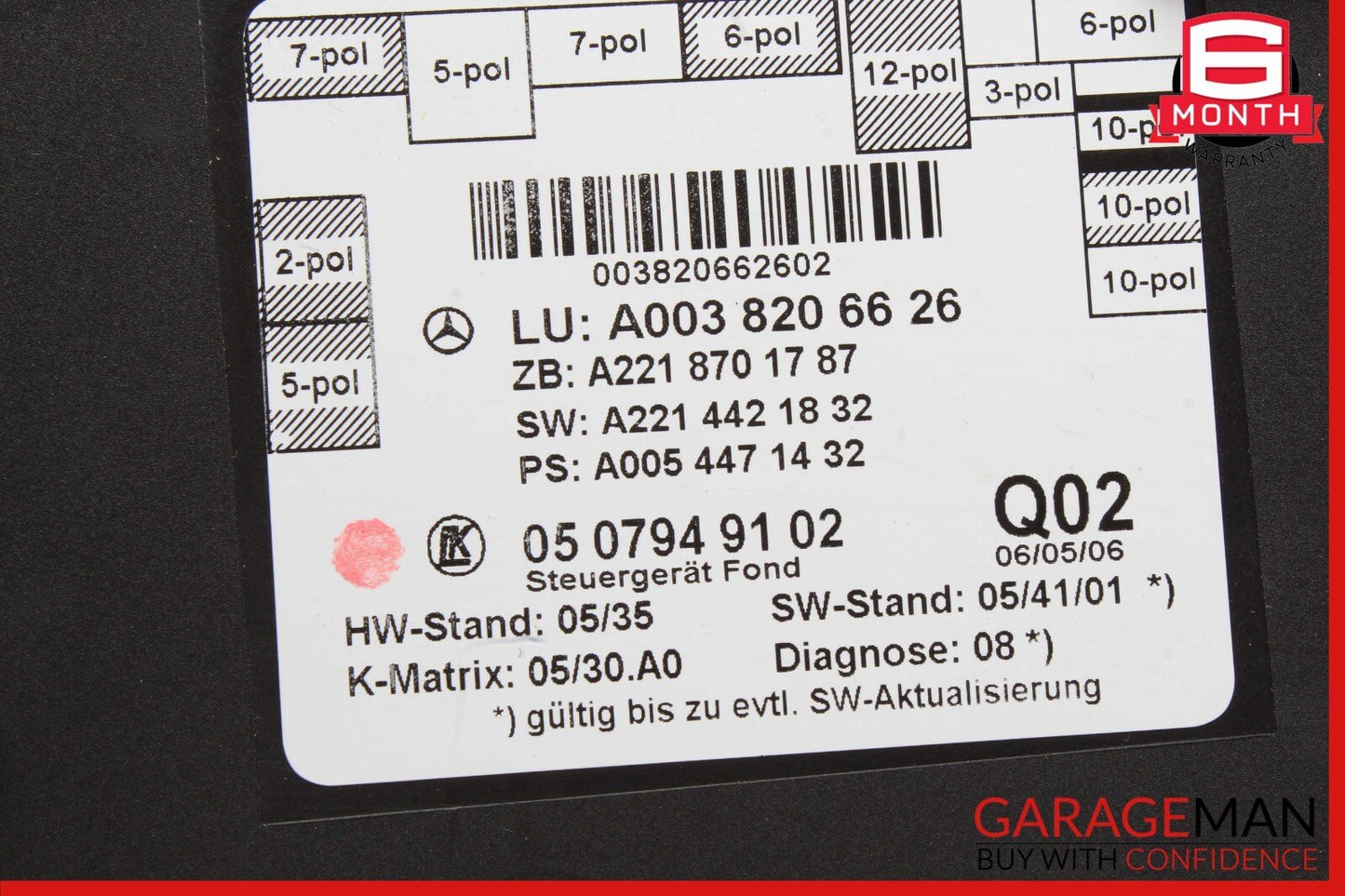 07-13 Mercedes W221 S550 S65 AMG Rear Left Or Right Side Door Control Module OEM