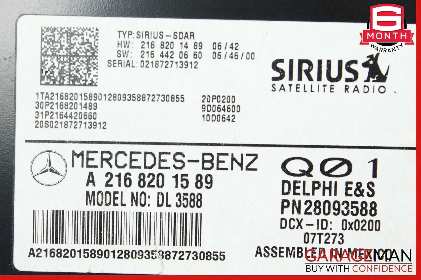 07-09 Mercedes W204 C300 C350 Sirius Satellite Radio Module Receiver OEM