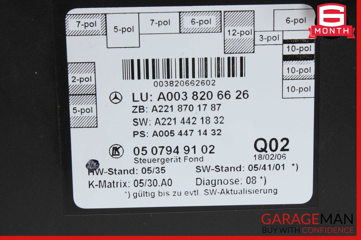 07-09 Mercedes W221 S550 S400 Rear Right or Left Side Door Control Module OEM