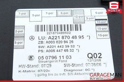 07-13 Mercedes-Benz S550 W221 Rear Right Door Control Module 2218704895