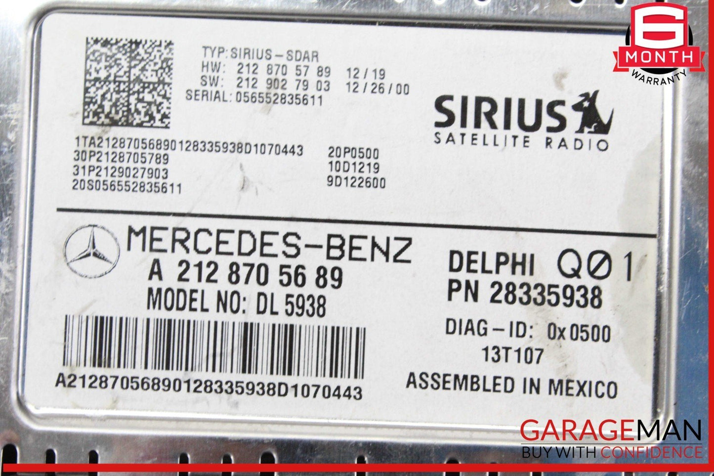 14-19 Mercedes W212 E350 Sirius Satellite Radio Receiver 2128705689 OEM