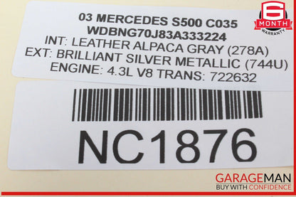 03-06 Mercedes W220 S500 Rear Right Passenger Side Seat Belt Seatbelt Retractor