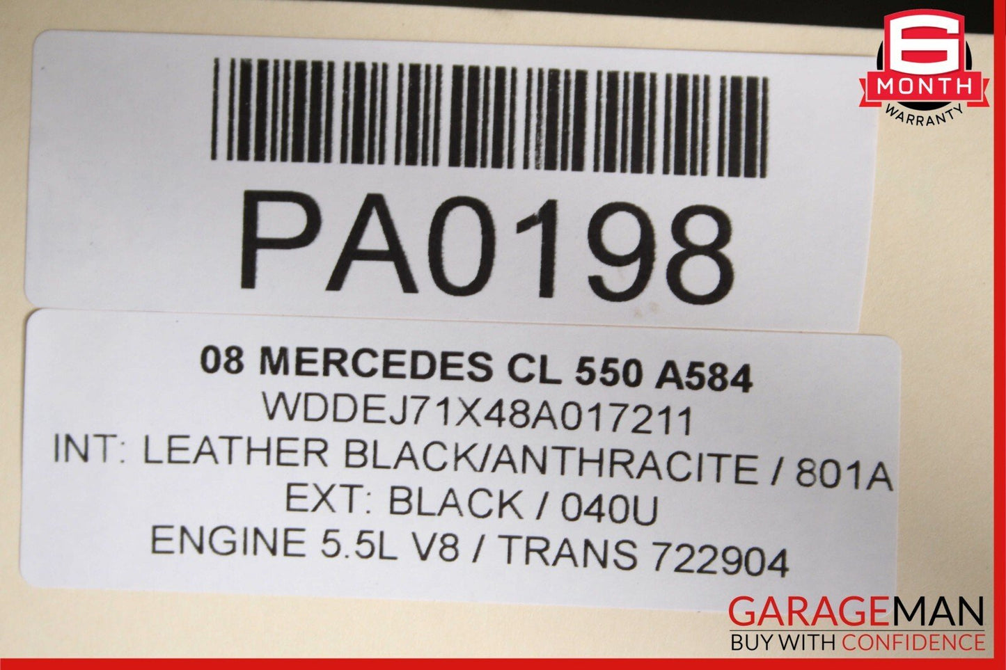 07-14 Mercedes W216 CL550 CL600 Center Dash Dashboard Moulding Trim Cover Black