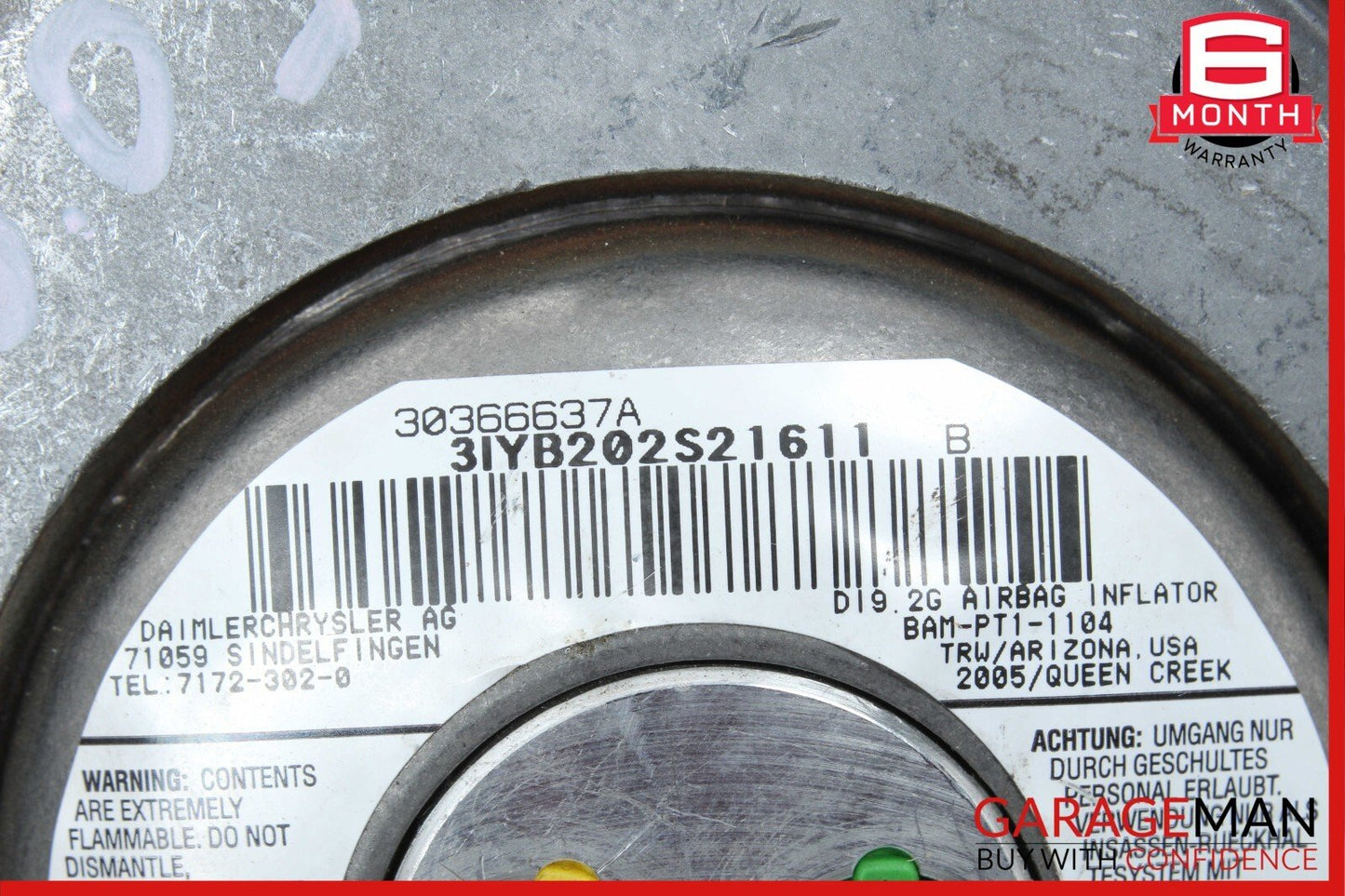 06-08 Mercedes GL350 GL450 ML350 R350 Driver Steering Wheel Airbag Leather Gray
