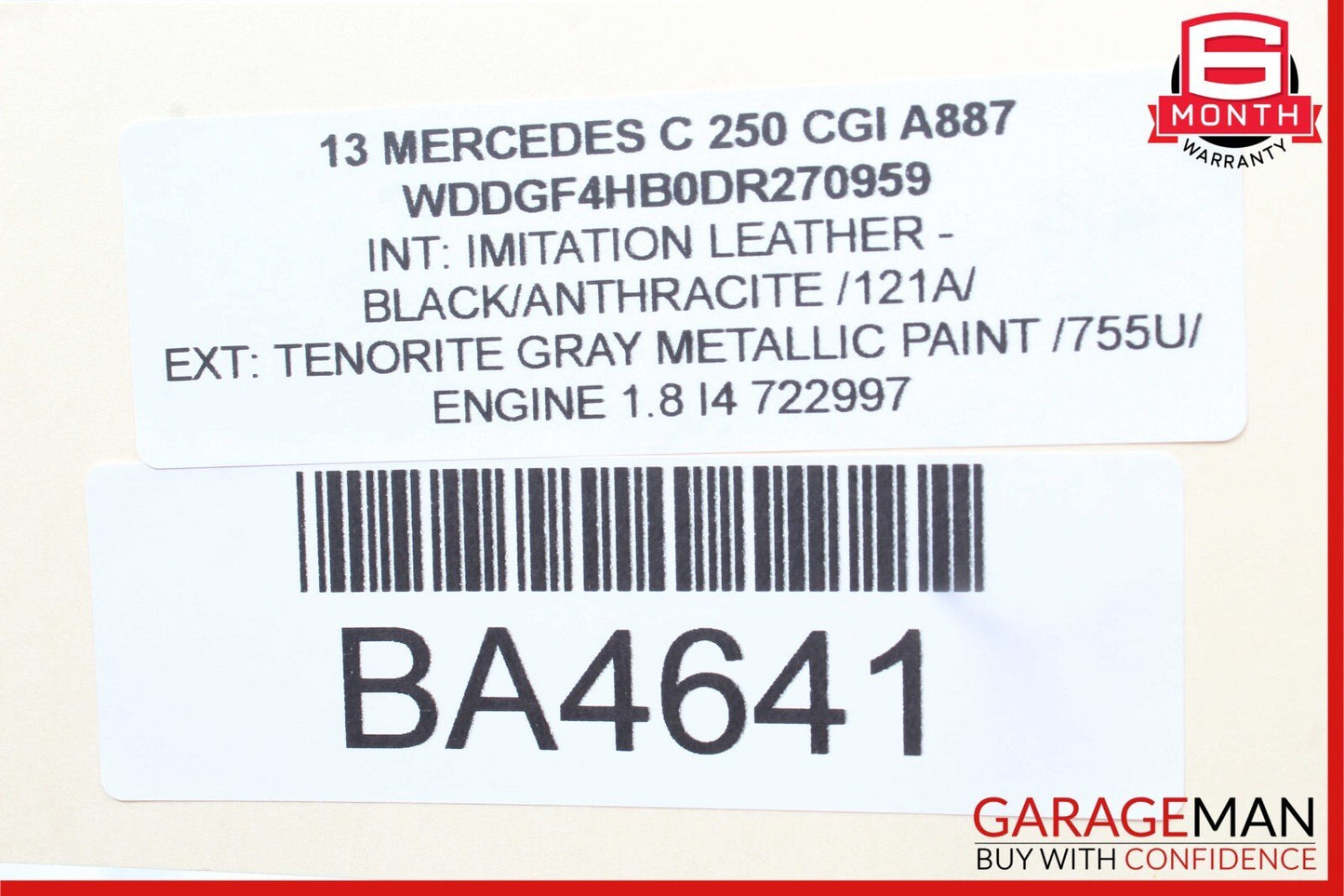 10-16 Mercedes W204 C250 E400 Interior Upper Rear View Mirror Black 2048104217