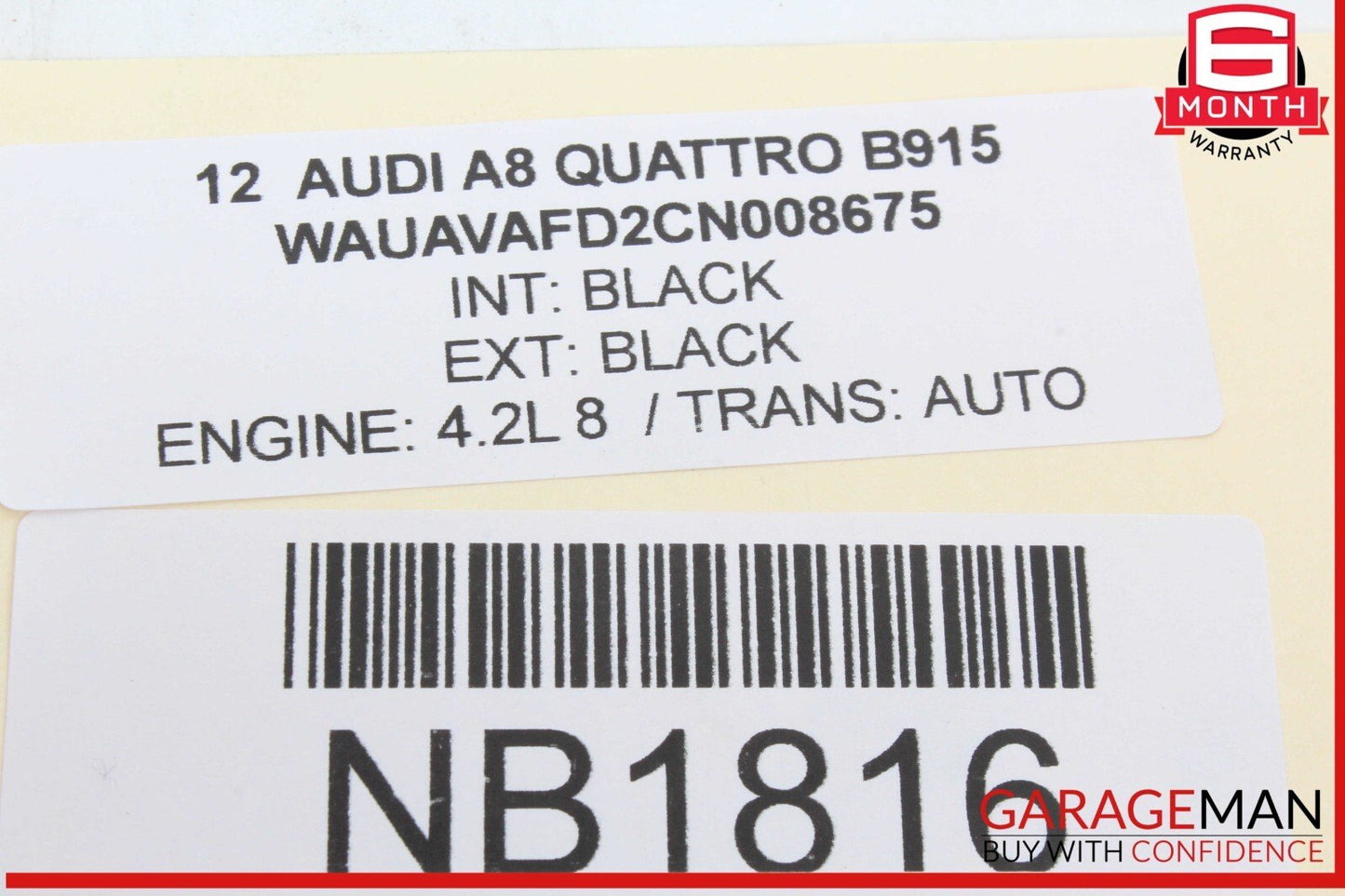 11-14 Audi A8 Quattro Rear Left Driver Side Inner Taillight Light Lamp OEM