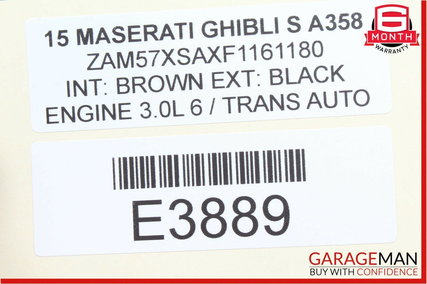 14-17 Maserati Ghibli Rear Overhead Dome Reading Light Map Lamp Module OEM