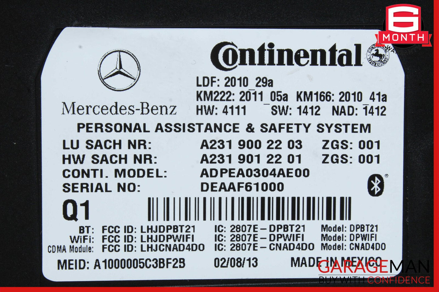Mercedes W204 C250 E550 GL450 SLK250 Tele Aid Control Module 2319002203 OEM
