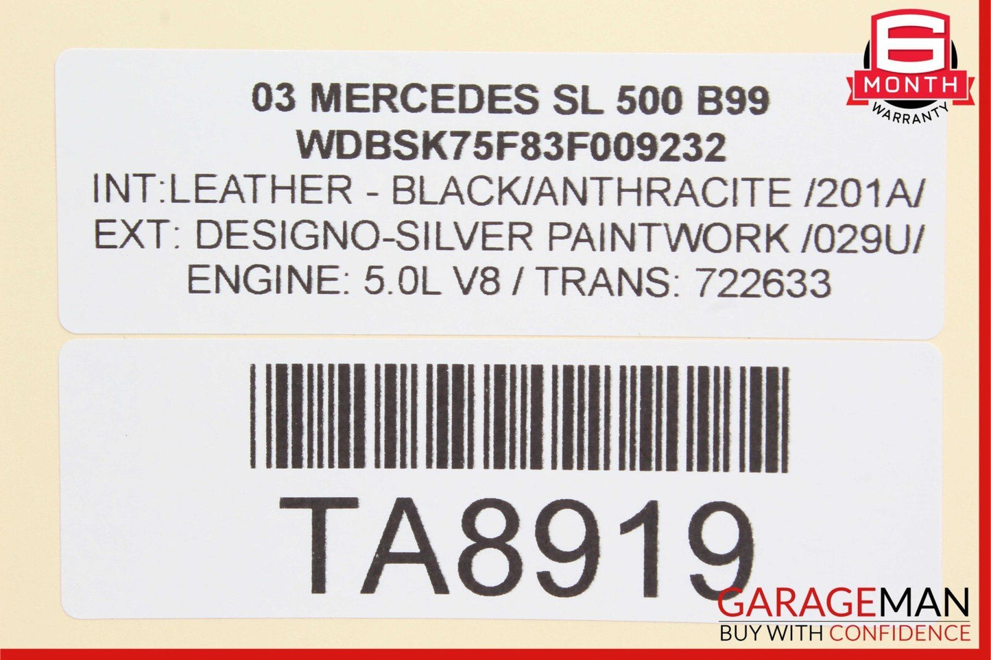 03-08 Mercedes R230 SL500 SL63 Front Right Side Door Control Module Unit OEM