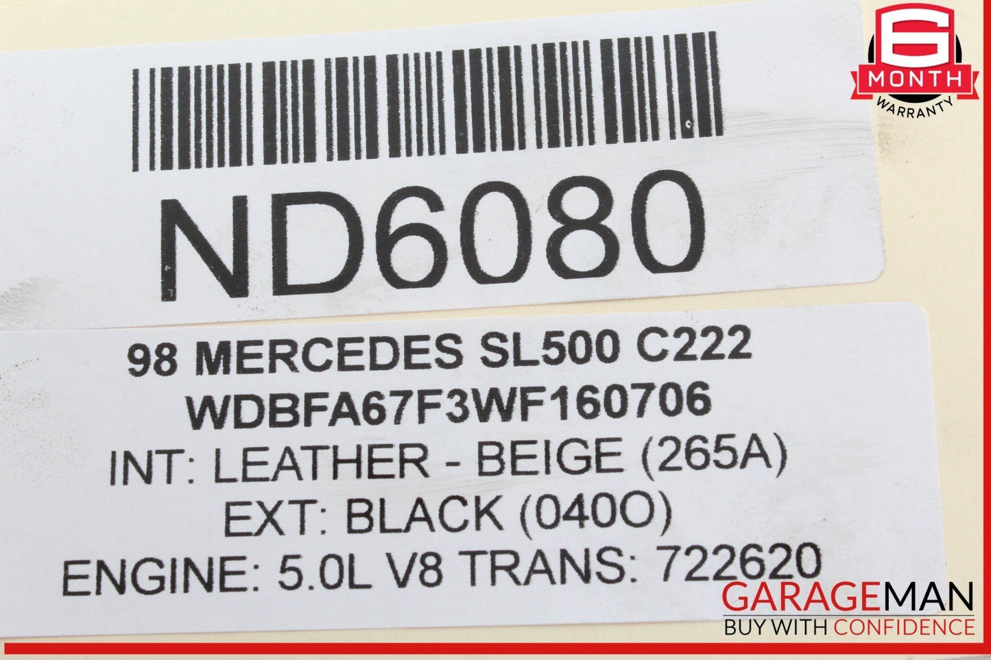 90-02 Mercedes R129 SL500 Rear Left / Right Convertible Roof Cover Lift Cylinder