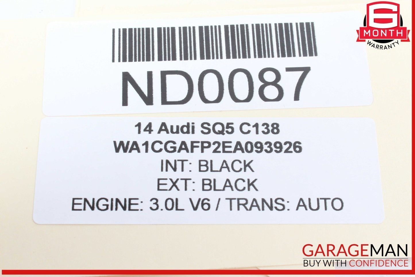 14-17 Audi SQ5 Front Right Passenger Side Sun Visor Sunvisor Black 8K0857552 OEM