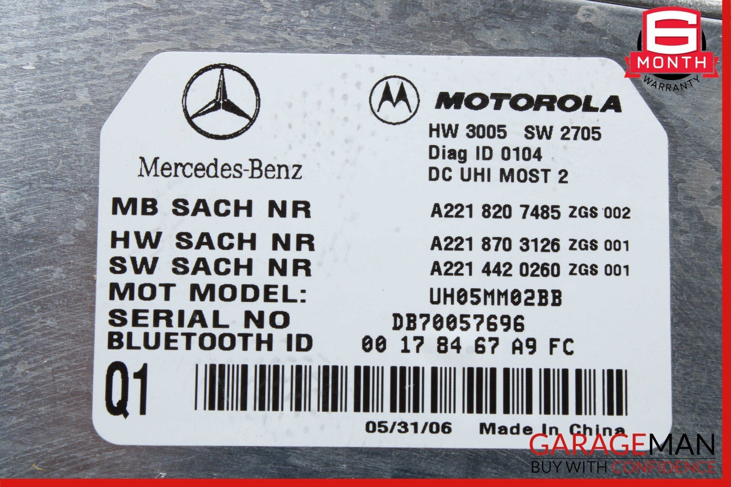 07-13 Mercedes W221 S550 S600 S63 AMG Motorola Bluetooth Control Module Unit