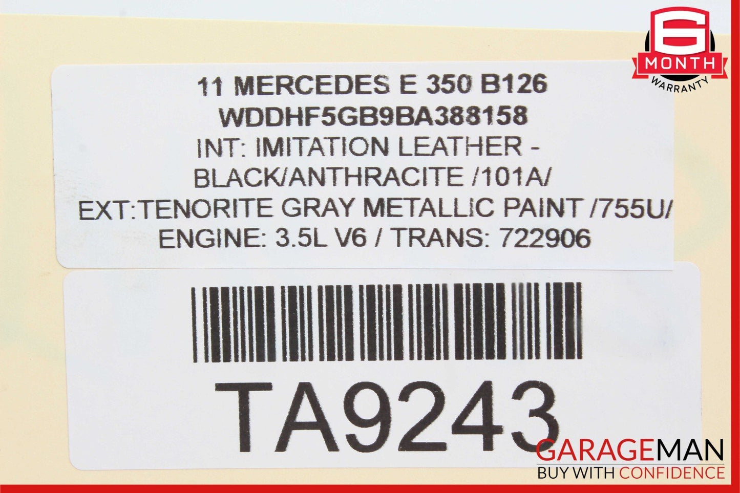 06-13 Mercedes W212 E350 R350 CLK350 Engine Cylinder Head Cover Left Side OEM