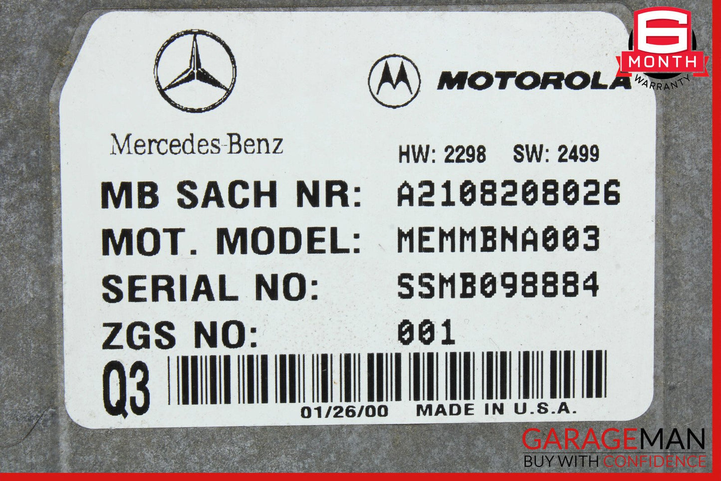 00-06 Mercedes W208 CLK430 CL500 Voice Command Control Module 2108208026 OEM