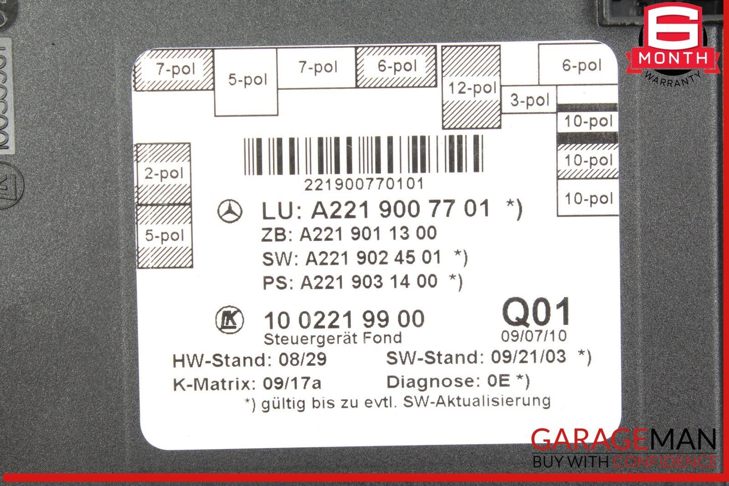 07-13 Mercedes W221 S550 S400 Rear Right or Left Side Door Control Module OEM