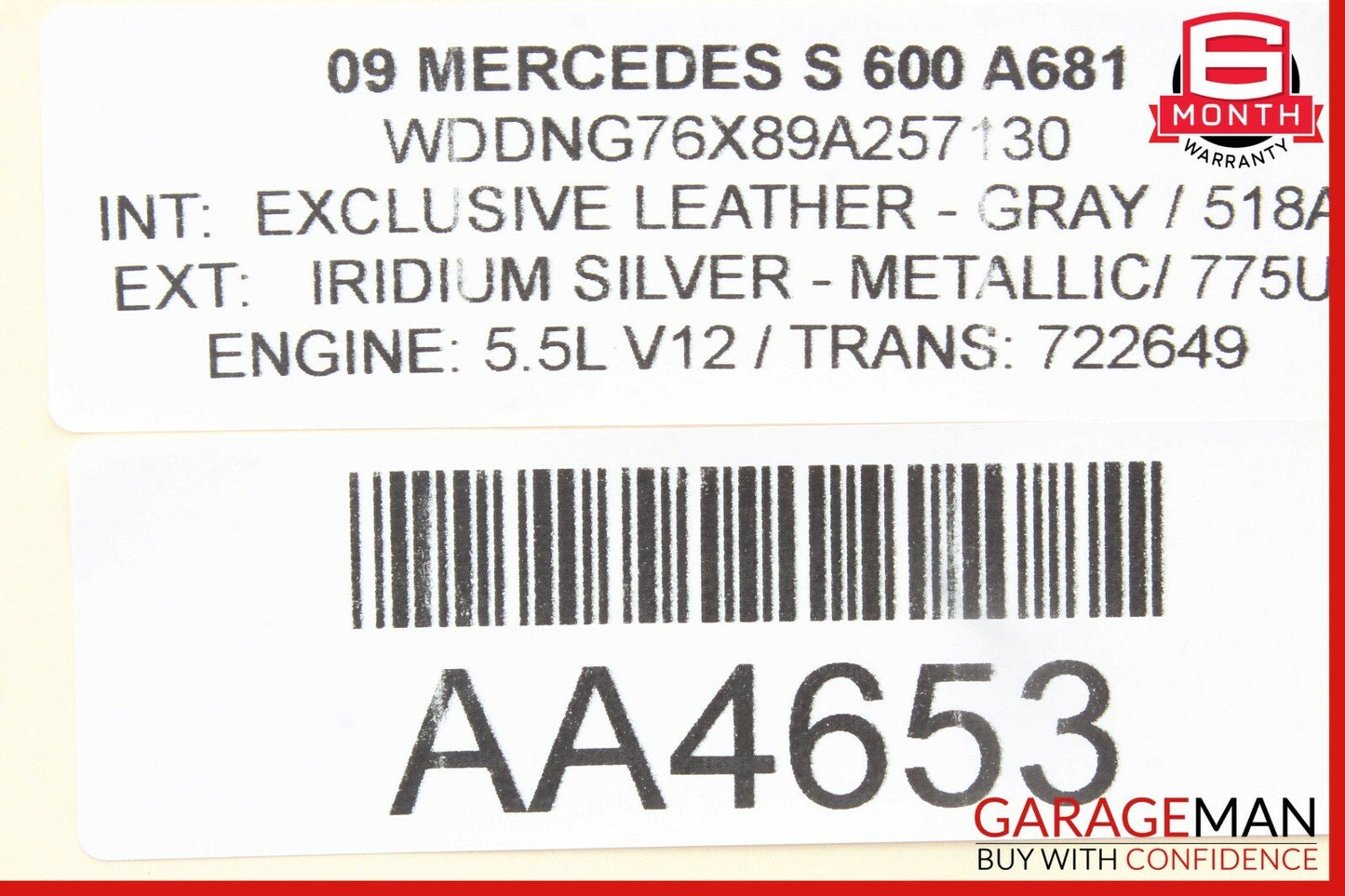 07-09 Mercedes W221 S600 S550 Rear Right Side Interior Door Handle Trim Cover
