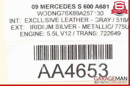 07-09 Mercedes W221 S600 S550 Rear Right Side Interior Door Handle Trim Cover