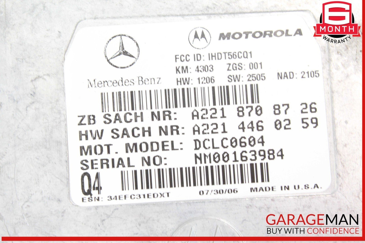 Mercedes W211 E550 Voice Communication Control Module Unit 2218708726 OEM