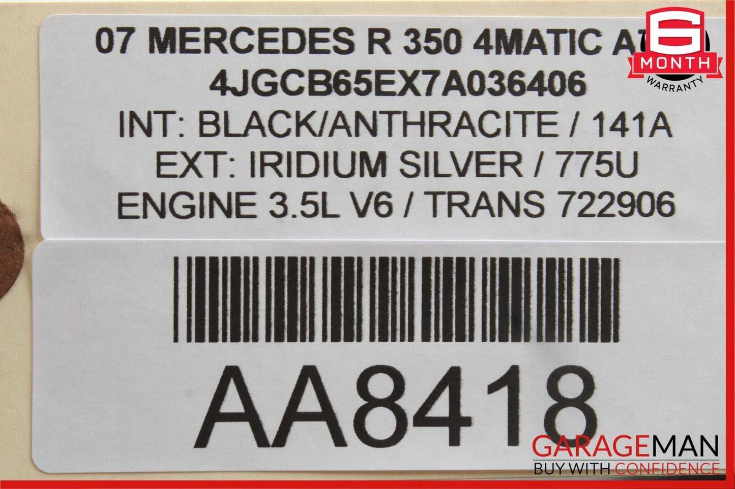 06-09 Mercedes W251 R350 R500 Front Overhead Reading Dome Light Lamp Gray OEM