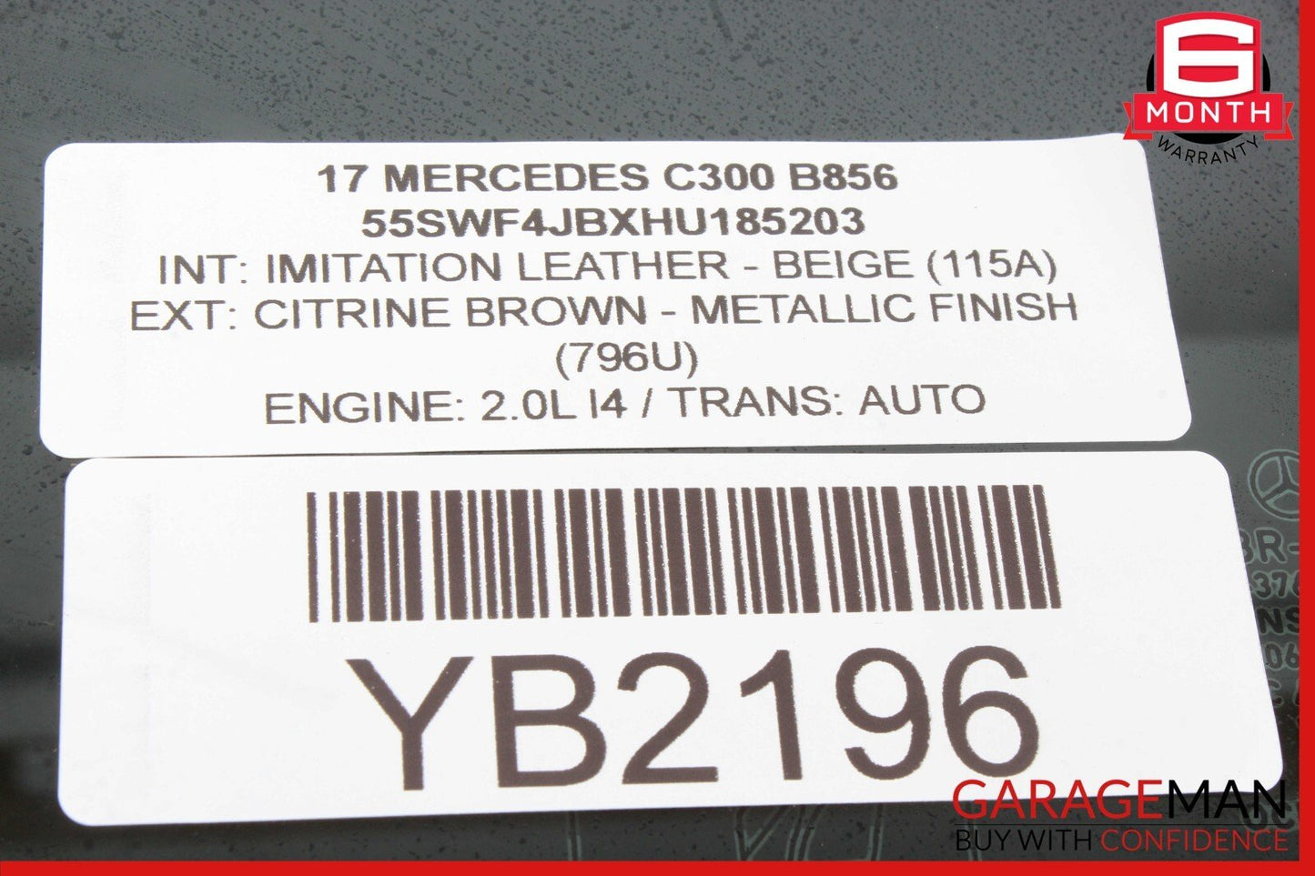 15-20 Mercedes W205 C300 C350e C400 Rear Left Side Door Window Quarter Glass OEM