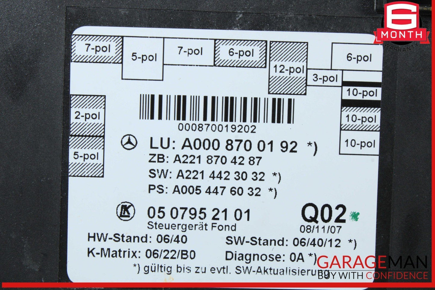 07-13 Mercedes W221 S550 S400 Rear Right or Left Side Door Control Module OEM