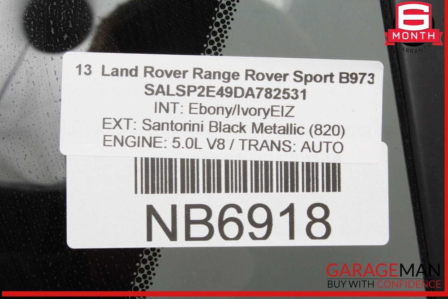 10-13 Land Rover Range Rover Sport Rear Right Side Quarter Window Glass OEM