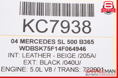 00-12 Mercedes R230 SL500 CL600 S430 Rear Seat Vacuum Pump Reservoir Tank OEM
