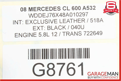 03-12 Mercedes W221 S600 SL600 CL600 Right Engine Cylinder Head Assembly OEM